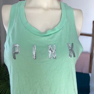 PINK Mint Green Tank with silver sequins